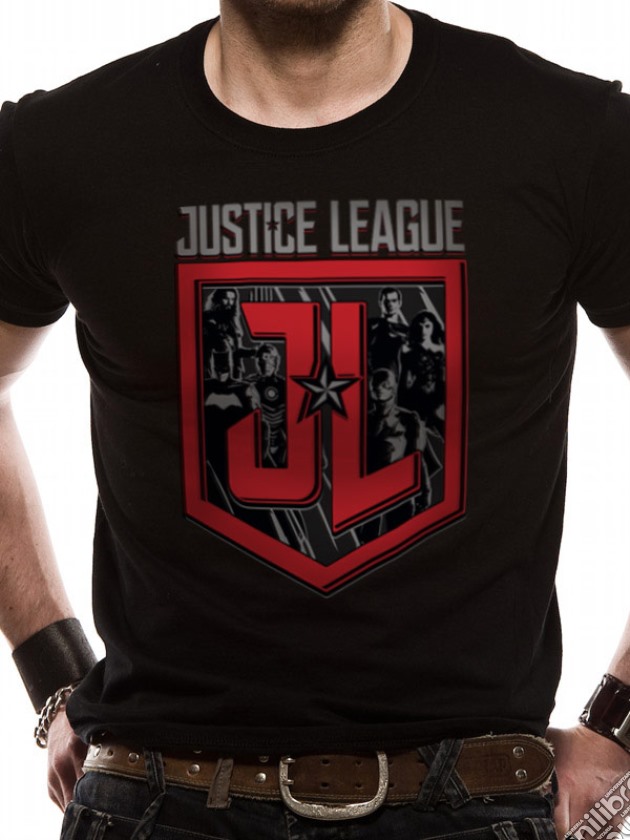 Justice League Movie - Shield Characters (T-Shirt Unisex Tg. S) gioco