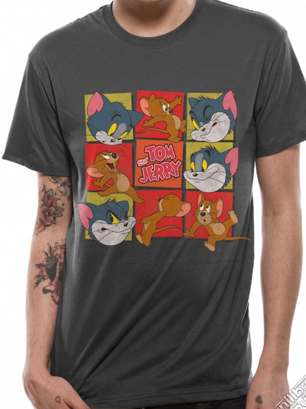 Tom And Jerry - Squares (T-Shirt Unisex Tg. S) gioco