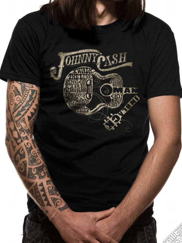 Johnny Cash - Guitar Text (T-Shirt Unisex Tg. S) gioco