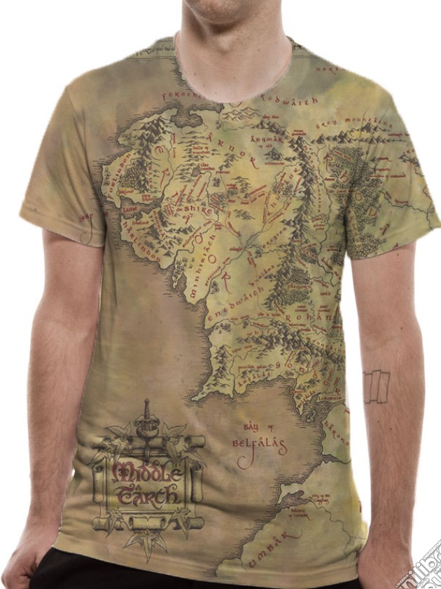 Lord Of The Rings - Middle Earth Map Sublimated (T-Shirt Unisex Tg. S) gioco
