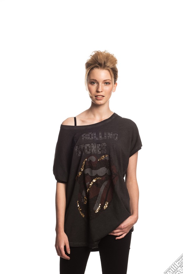 Rolling Stones (The) - Glitter Logo (BlacK) (T-Shirt Donna Tg. S) gioco di Bravado