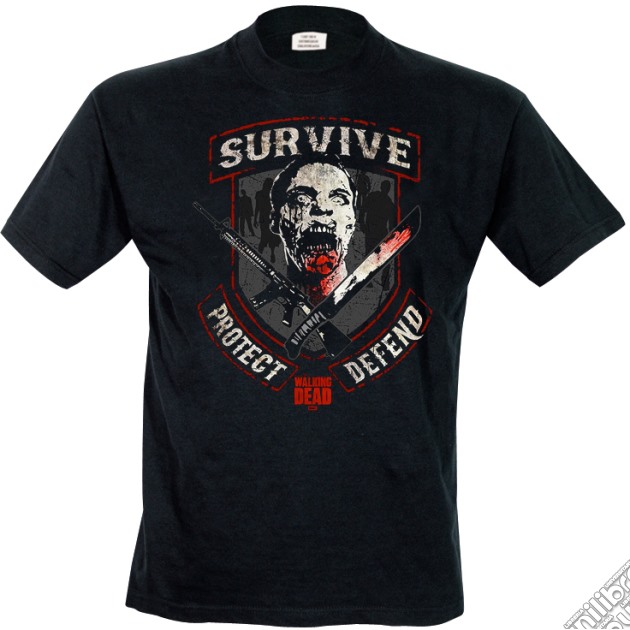 Walking Dead - Survive Protect And Defend Logo (T-Shirt Uomo M) gioco di TimeCity