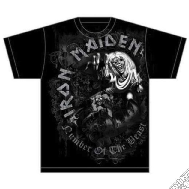 Iron Maiden: Number Of The Beast Grey Tone (T-Shirt Unisex Tg. S) gioco di Rock Off