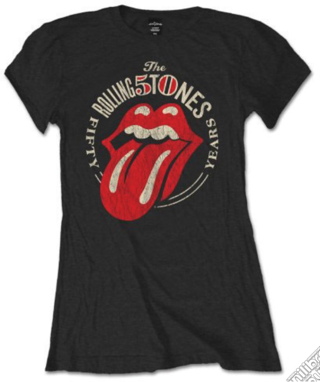 Rolling Stones (The) - 50th Anniversary Vintage Black (T-Shirt Donna L) gioco di Rock Off