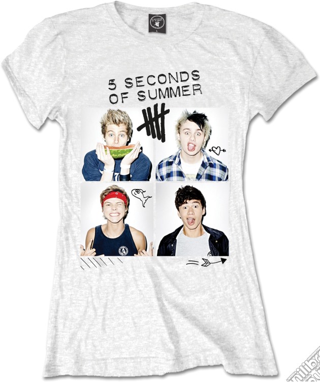 5 Seconds Of Summer: Scribbles White (T-Shirt Donna Tg. S) gioco di Rock Off