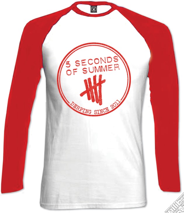 5 Seconds Of Summer: Derping Stamp Raglan Baseball (T-Shirt Manica Lunga Unisex Tg. XL) gioco di Rock Off