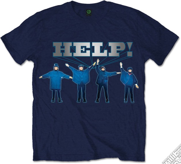 Beatles (The): Help Silver Logo Navy (T-Shirt Unisex Tg. S) gioco di Rock Off