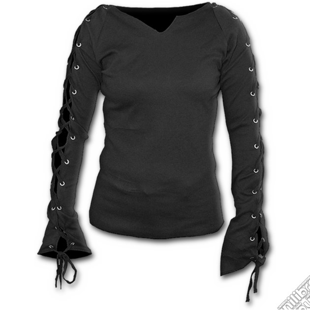 Spiral: Gothic Elegance - Laceup Sleeve Top Black (Top Donna Tg. S) gioco di Spiral Direct