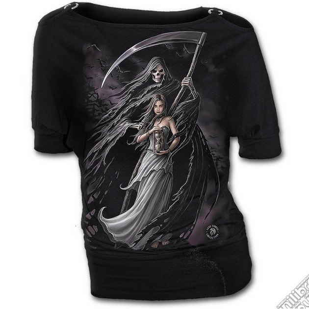 Summon The Reaper - Boat Neck Baggy Mid Sleeve Top Black (tg. M) gioco di Spiral Direct