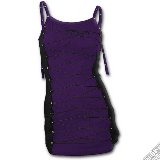 Gothic Rock - Long Laceup Camisole Top Purple Black (tg. S) gioco di Spiral Direct