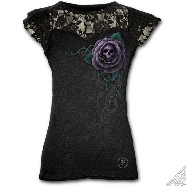 Poison Rose - Lace Layered Cap Sleeve Top Black (tg. L) gioco di Spiral Direct