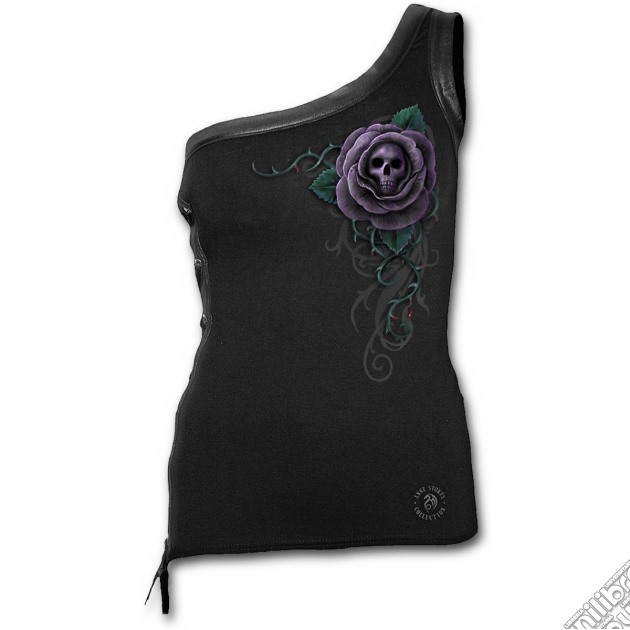 Poison Rose - Side Laceup One Shoulder Top Black (tg. S) gioco di Spiral Direct