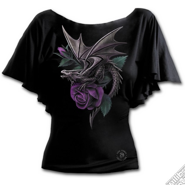 Dragon Beauty - Boat Neck Bat Sleeve Top Black (tg. L) gioco di Spiral Direct