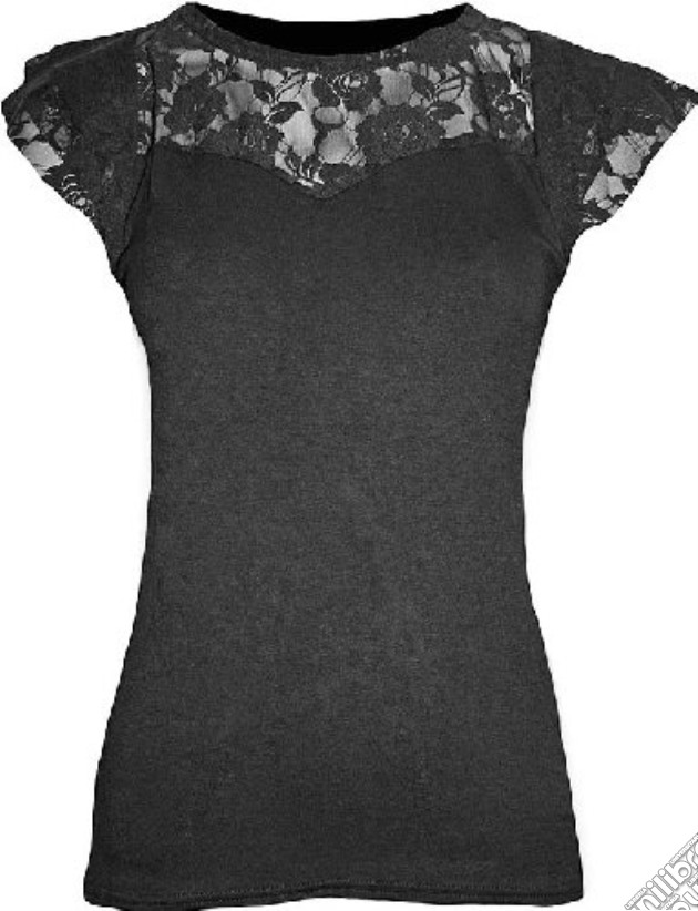 Spiral: Gothic Elegance - Lace Layered Cap Sleeve Top Black (Top Donna Tg. XL) gioco di Spiral Direct