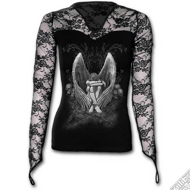 Enslaved Sorrow - Lace Neck Goth Top Black (tg. L) gioco di Spiral Direct