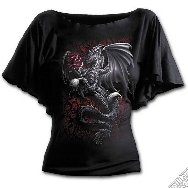 Spiral: Dragon Rose - Boat Neck Bat Sleeve Top Black (Top Donna Tg. M) gioco di Spiral Direct