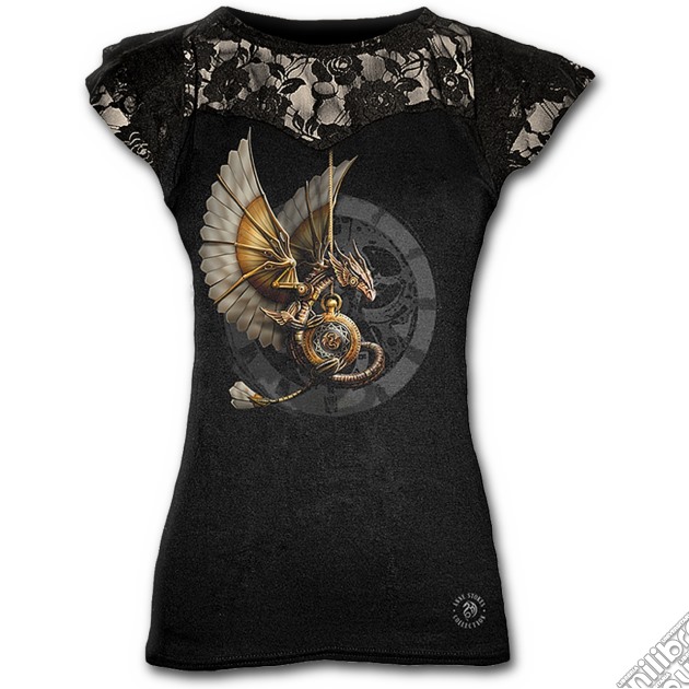 Steampunk Dragon - Lace Layered Cap Sleeve Top Black (tg. M) gioco di Spiral Direct