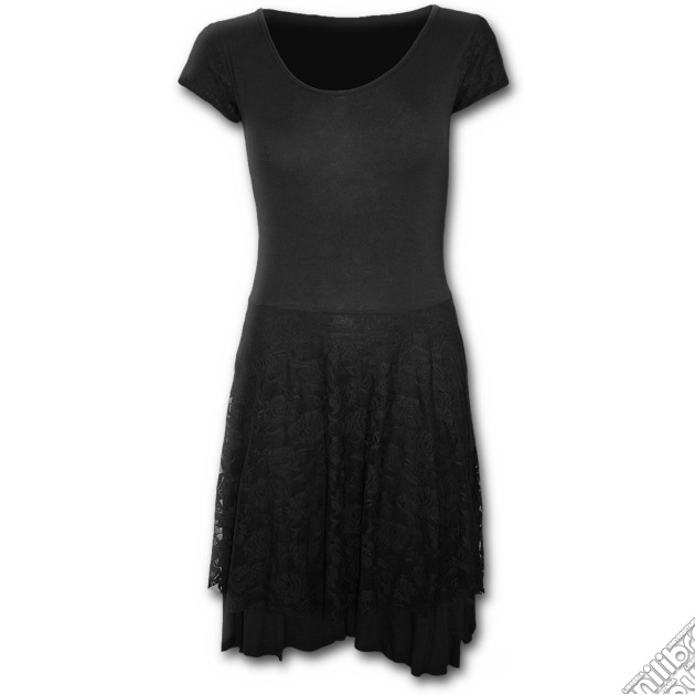 Gothic Elegance - Lace Layered Skater Dress Black (tg. S) gioco di Spiral Direct