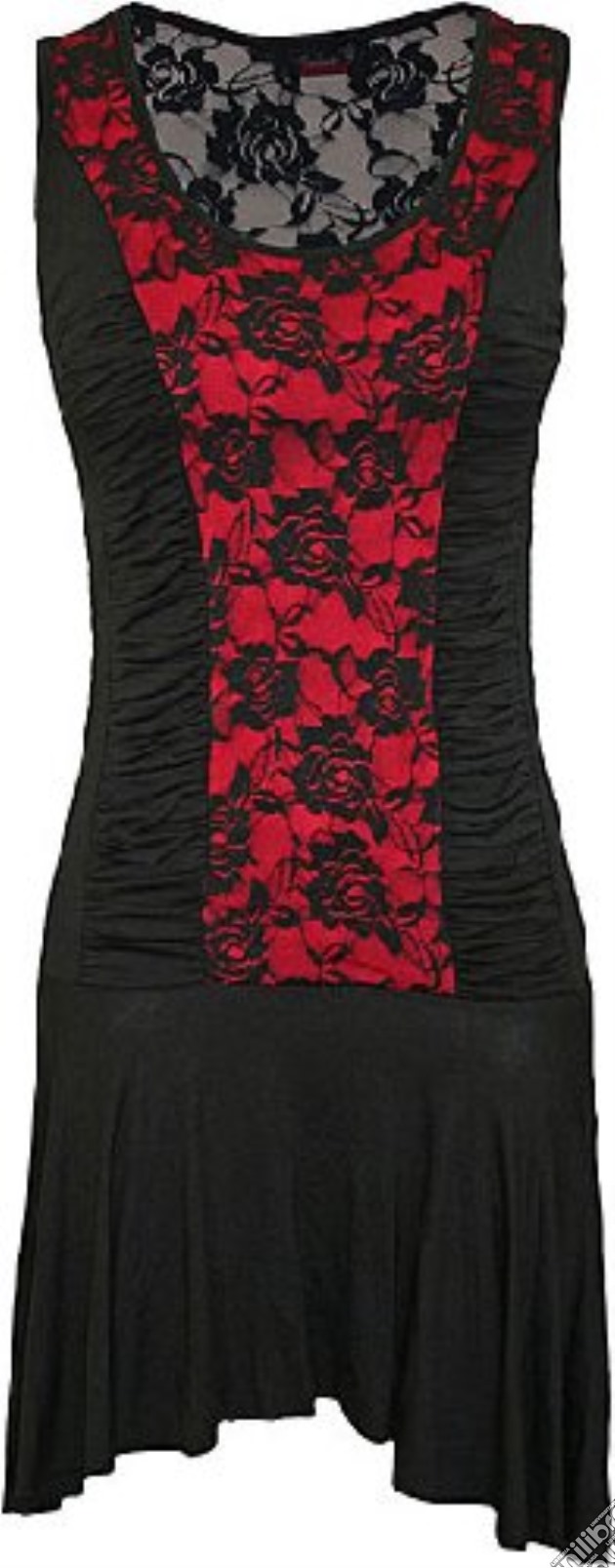 Gothic Elegance - Gathered Side Red Lace Dress Black (tg. M) gioco di Spiral Direct