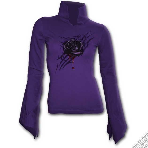 Black Rose Dew - High Neck Goth Top Purple (tg. S) gioco di Spiral Direct