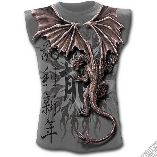 Oriental Dragon Wrap - Allover Sleeveless T-shirt Charcoal (tg. L) gioco di Spiral Direct