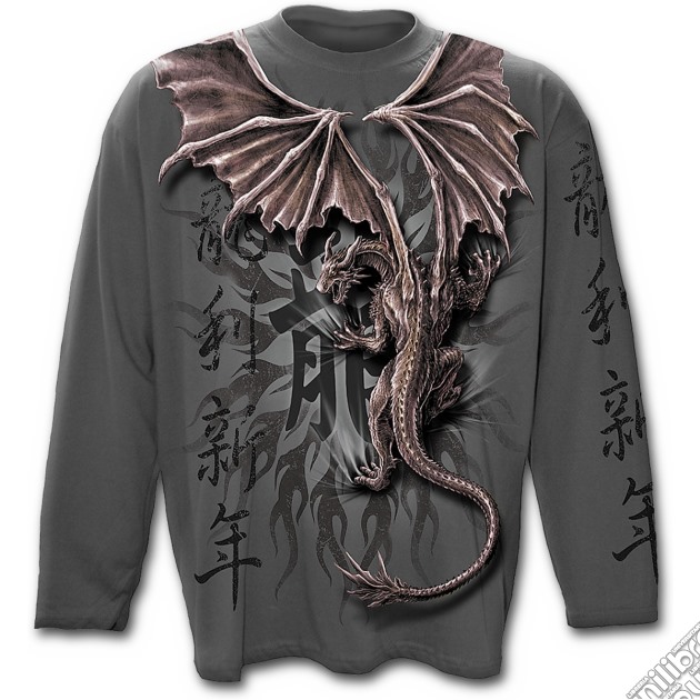 Oriental Dragon Wrap - Allover Longsleeve T-shirt Charcoal (tg. Xl) gioco di Spiral Direct