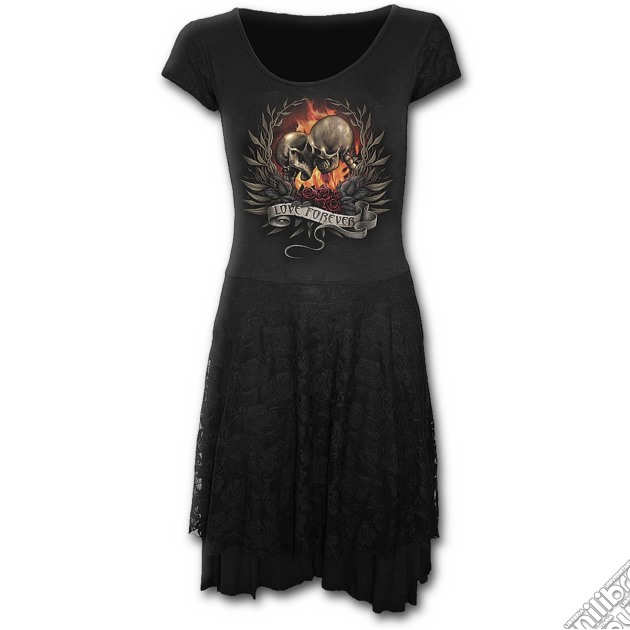 Love Forever - Lace Layered Skater Dress Black (tg. Xl) gioco di Spiral Direct