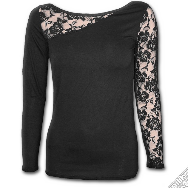 Spiral: Gothic Elegance - Lace One Shoulder Top Black (Top Donna Tg. 2XL) gioco di Spiral Direct