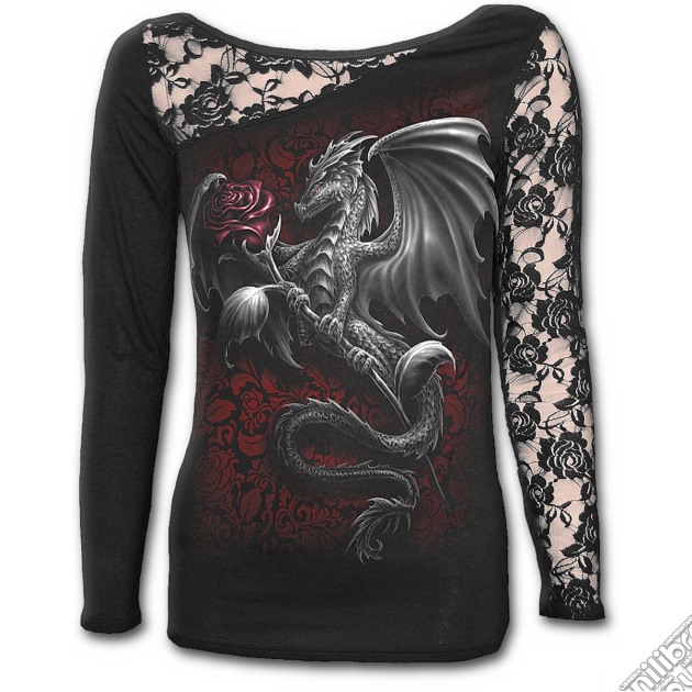 Dragon Rose - Lace One Shoulder Top Black (tg. L) gioco di Spiral Direct