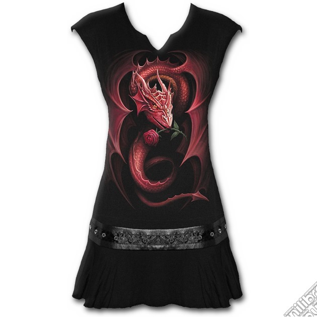 Red Rose Dragon - Stud Waist Mini Dress Black (tg. M) gioco di Spiral Direct