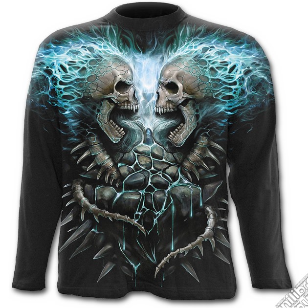 Flaming Spine - Allover Longsleeve T-shirt Black (tg. M) gioco di Spiral Direct