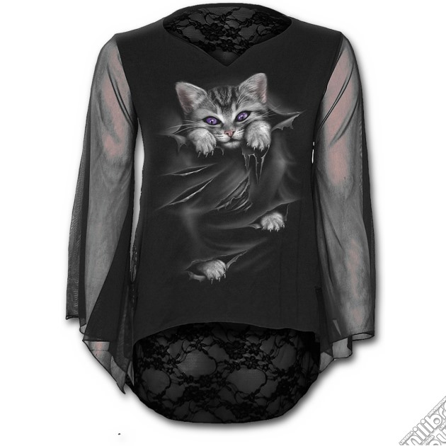 Bright Eyes - Lace Back Goth Top Black (tg. S) gioco di Spiral Direct