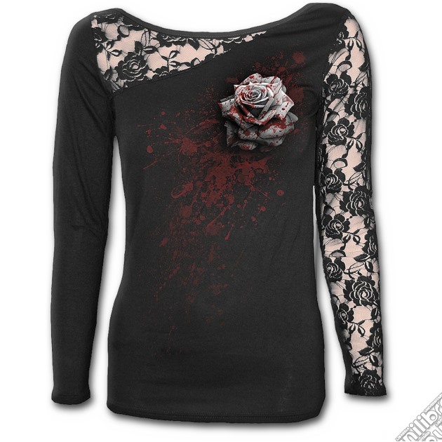 Spiral: White Rose - Lace One Shoulder Top Black (Top Donna Tg. S) gioco di Spiral Direct