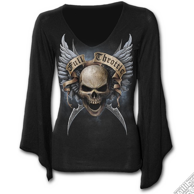 Shut Up And Ride - V Neck Goth Sleeve Top Black (tg. Xl) gioco di Spiral Direct