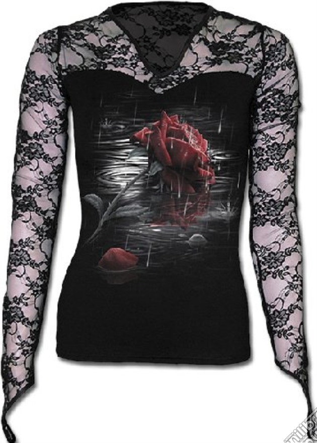 Rose Reflections - Lace Neck Goth Top Black (tg. Xxl) gioco di Spiral Direct