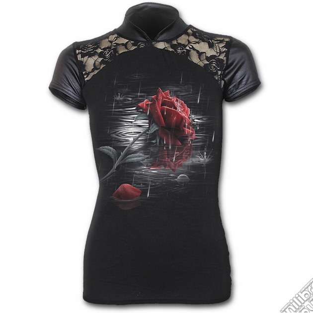 Rose Reflections - Leather Look Lace Top Black (tg. L) gioco di Spiral Direct