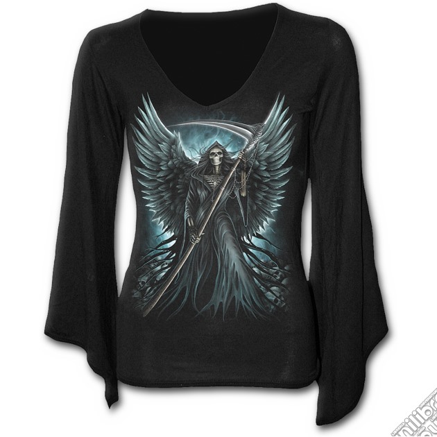 Queen Reaper - V Neck Goth Sleeve Top Black (tg. Xxl) gioco di Spiral Direct