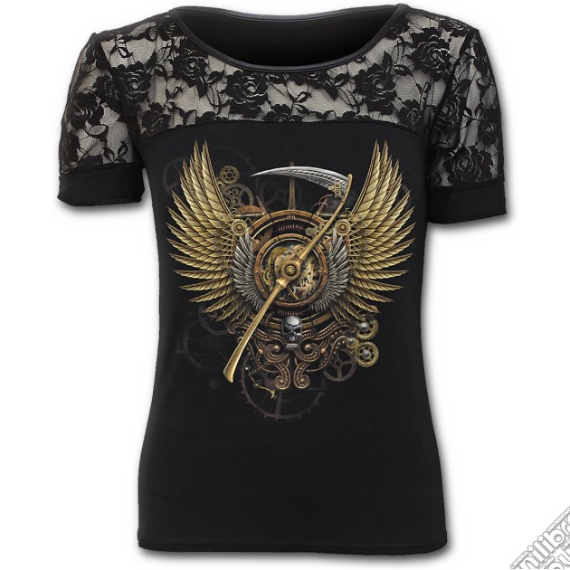 Steam Punk Reaper - Lace Shoulder Short Sleeve Top Black (tg. M) gioco di Spiral Direct