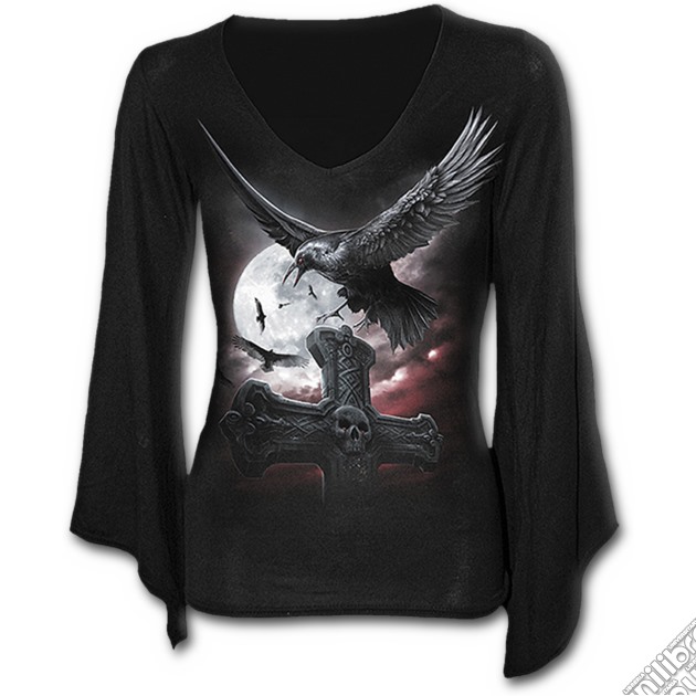 Night Watcher - V Neck Goth Sleeve Top Black (tg. Xl) gioco di Spiral Direct