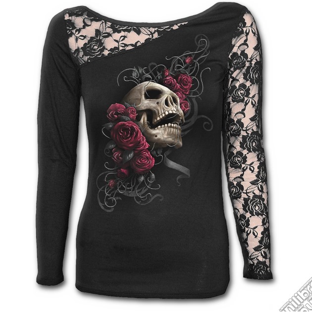 Rose Skull - Lace One Shoulder Top Black (tg. Xxl) gioco di Spiral Direct