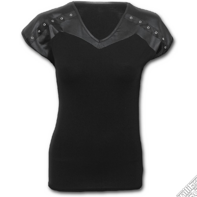 Spiral: Gothic Rock - Leather Look Studed Top Black (Top Donna Tg. S) gioco di Spiral Direct