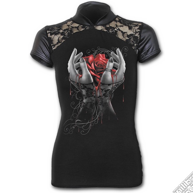 Hands Of Sorrow - Leather Look Lace Top Black (tg. Xxl) gioco di Spiral Direct