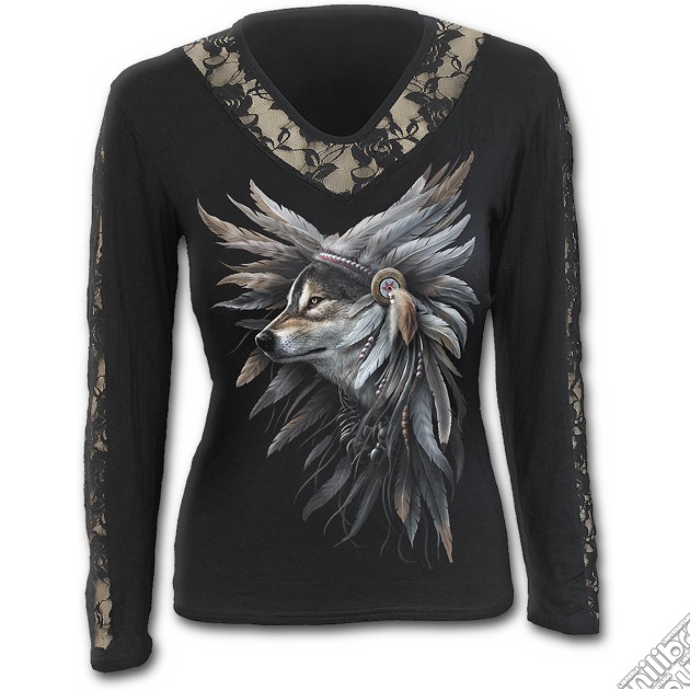 Spirit Of The Wolf - Rose Lace V Neck Top Black (tg. S) gioco di Spiral Direct