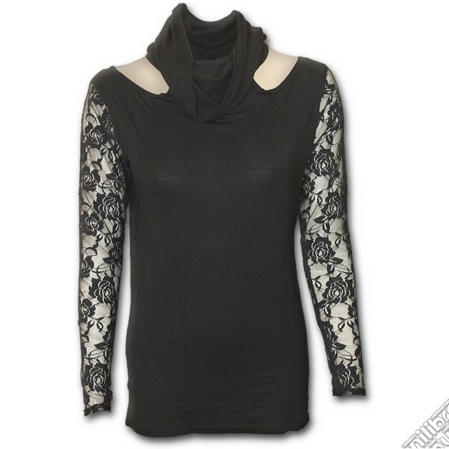 Spiral: Gothic Elegance - Lace Sleeve Cowl Neck Top Black (Top Donna Tg. XL) gioco di Spiral Direct