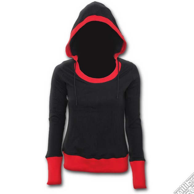 Urban Fashion - Wide Rib Drape Hoody Red Black (tg. Xl) gioco di Spiral Direct