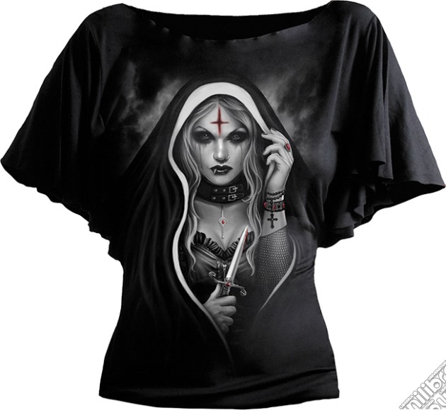 Stigmata - Boat Neck Bat Sleeve Top Black (tg. L) gioco di Spiral Direct