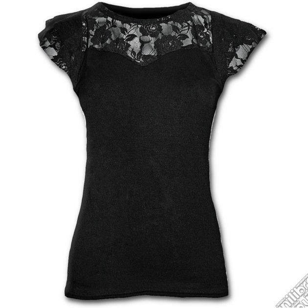 Spiral: Gothic Elegance - Lace Layered Cap Sleeve Top Black (Top Donna Tg. 2XL) gioco di Spiral Direct