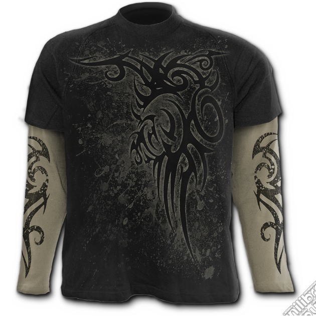 Stained Tribal - Inner Longsleeve T-shirt Black Silver (tg. Xl) gioco di Spiral Direct