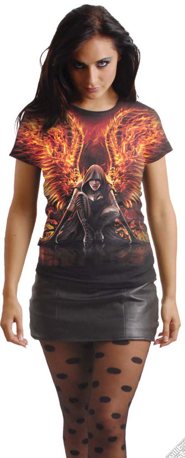 Flaming Angel - Allover Cap Sleeve Top Black (tg. Xxl) gioco di Spiral Direct