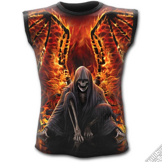 Flaming Death - Allover Sleeveless T-shirt Black (tg. Xl) gioco di Spiral Direct
